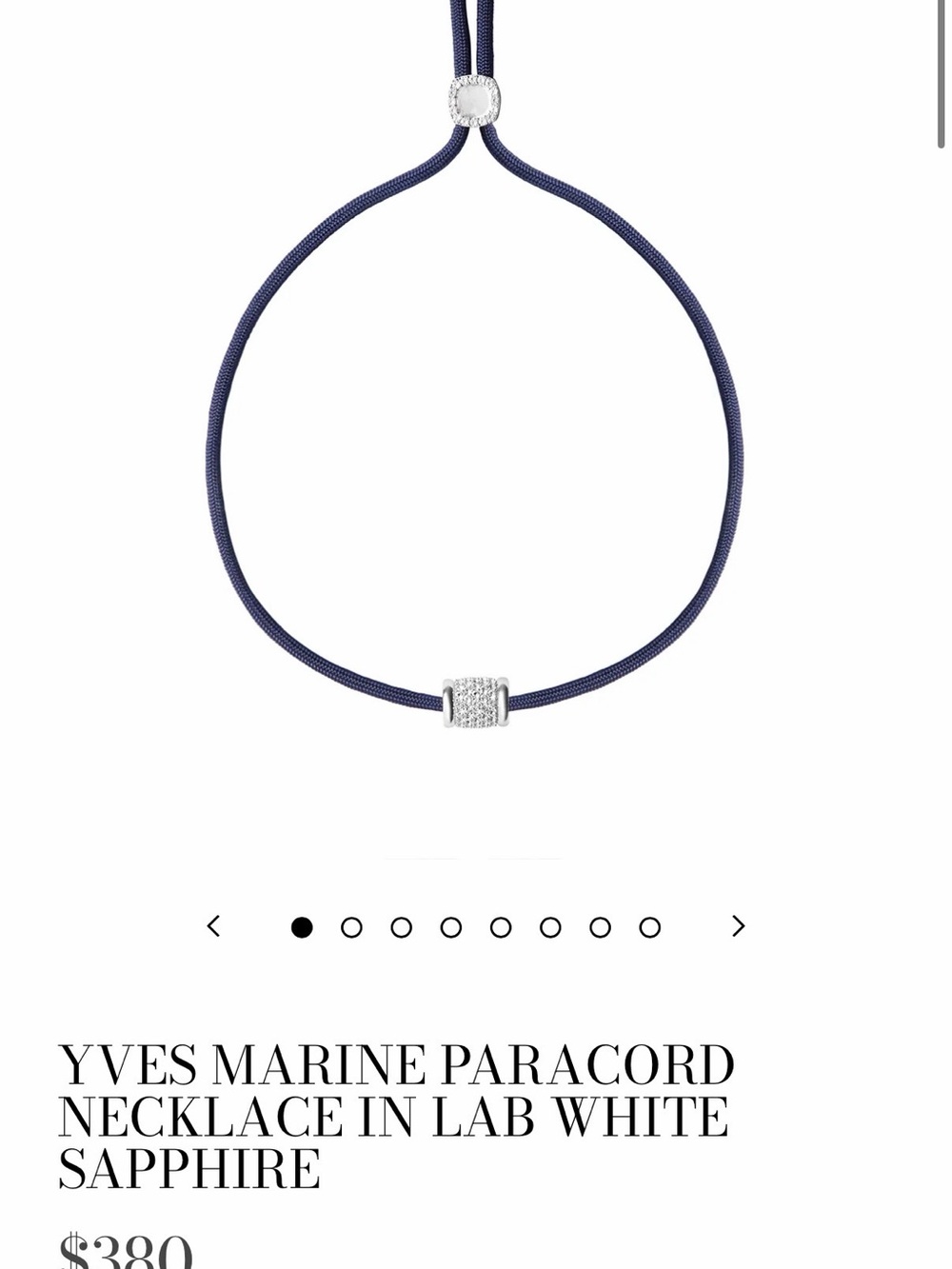 Yves Marine Paracord Necklace in Navy with White Sapphire Accents